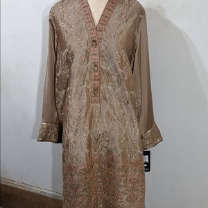 Beautiful beige and pink color silk suit